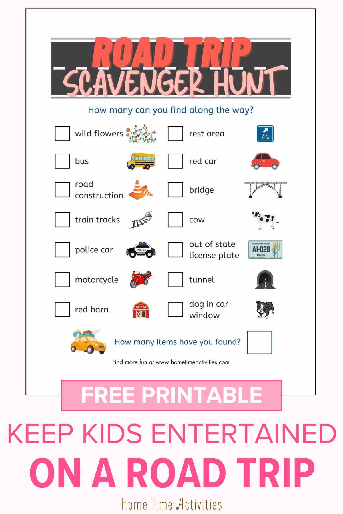 Road Trip Scavenger Hunt - Make Car Rides Fun - Printable PDF